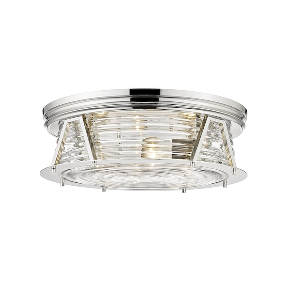 Z-Lite Cape Harbor 4 Light Flush Mount, Polished Nickel & Clear 491F4-PN - main